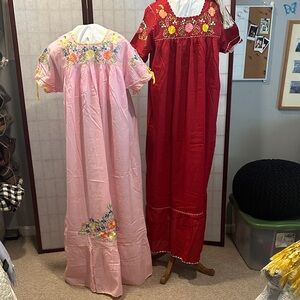Red and Pink Embroidered Dresses